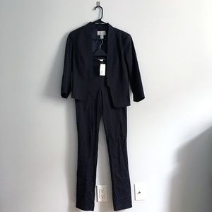 NWT H&M navy blue suit | crop blazer collarless